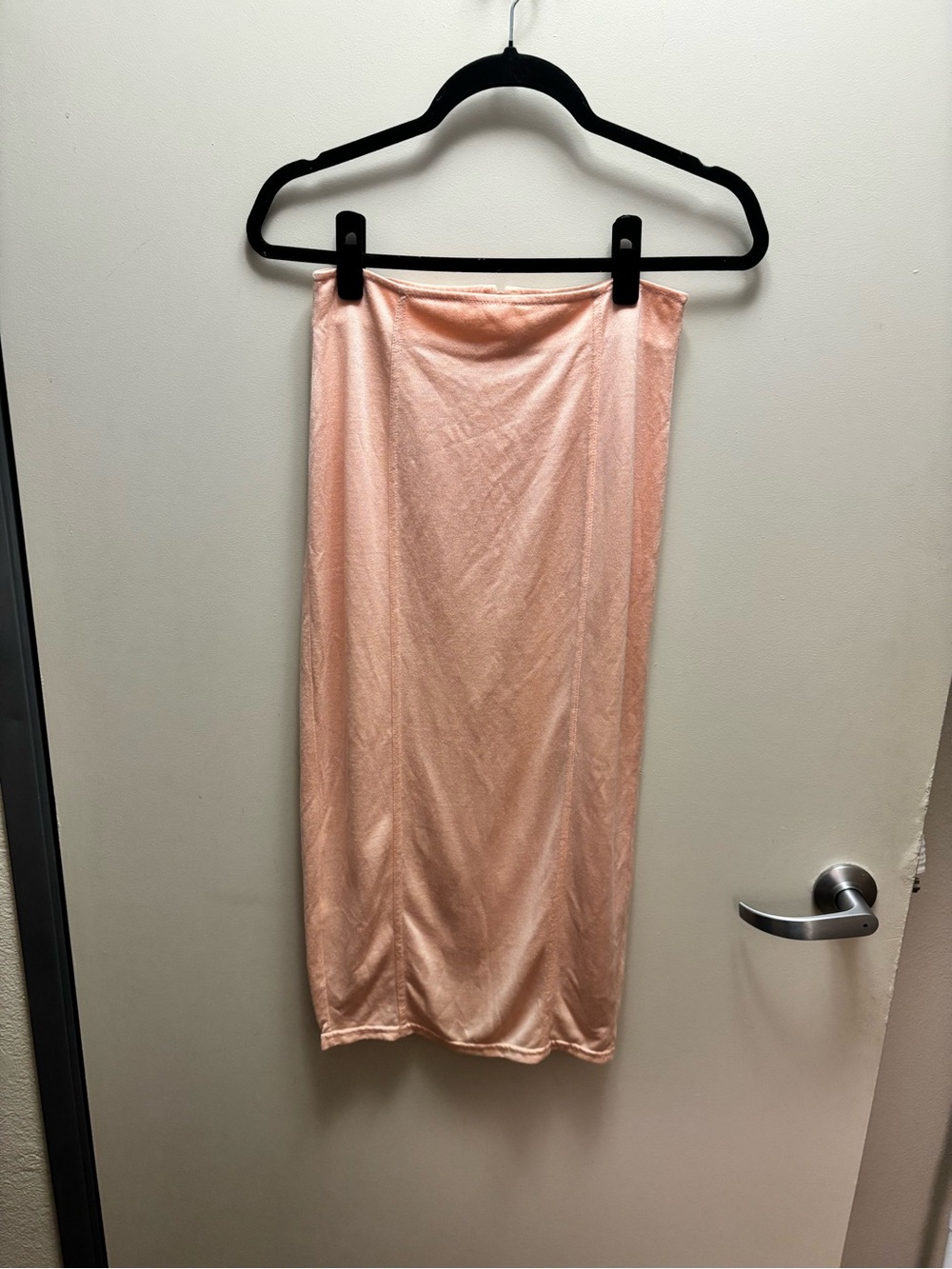 Peach Satin Midi Skirt